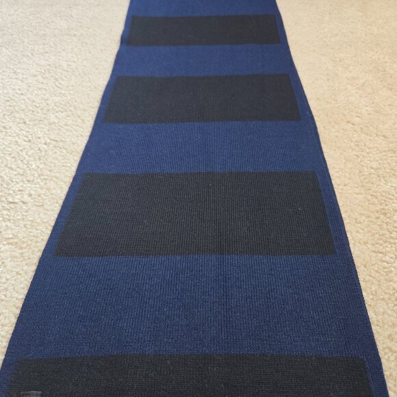 Banana Republic Extra Fine Merino Wool Knit Scarf Stripe Colorblock Blue Black